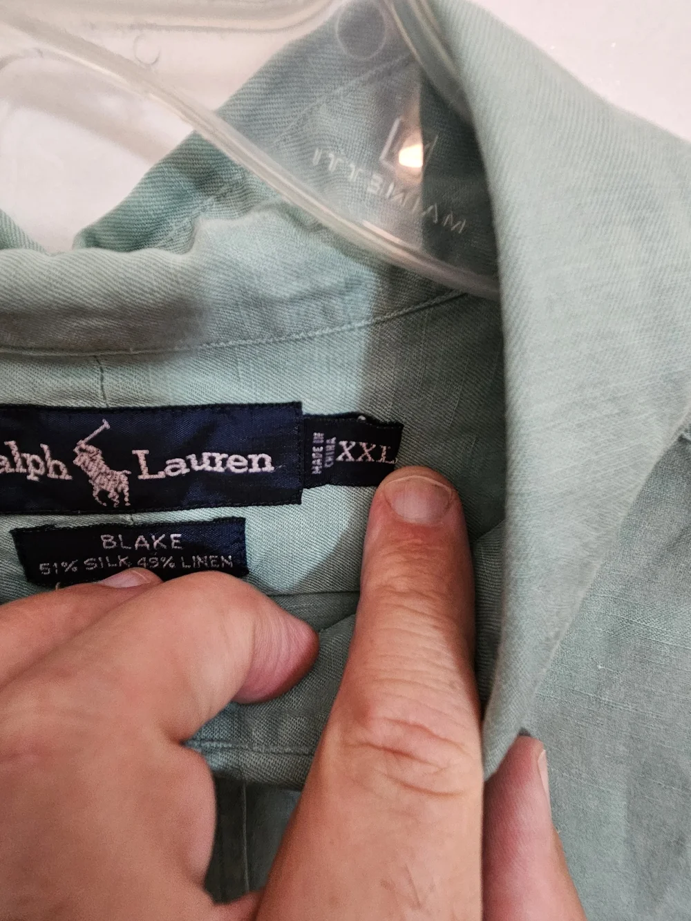 Vintage Polo Ralph Lauren Blake Silk Linen Shirt Mint Green XXL